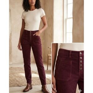 American Eagle Hi-Rise Jegging Corduroy Pants Burgundy Button Fly Womens 10